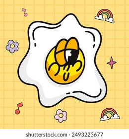 Egg Suny Side 5 Y2K Clothing Logo Patch Apparel Fashion Vector Design K41, Commercial Use