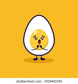 Ilustración de personaje lindo sorprendido por huevo