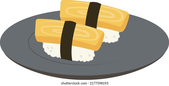 Egg sushi illustration on a plate