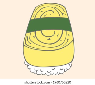 Egg Sushi. Japanese food style vector and illustration