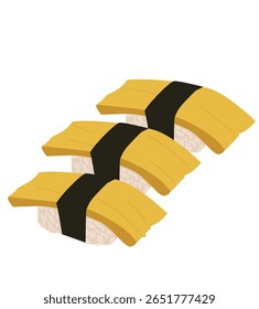 Sushi de ovo.Cozinha japonesa. vektor. sushi de tamago 