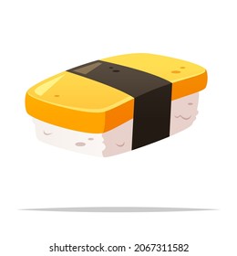 Ilustración aislada del vector sushi de tamago de huevo