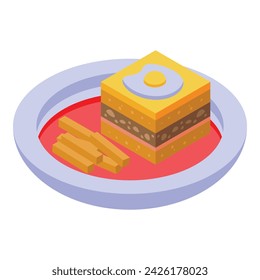 Egg tart cake icon isometric vector. Portuguese cuisine. Meal dish