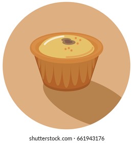 Egg Tart. Cake Vector illustration EPS10.