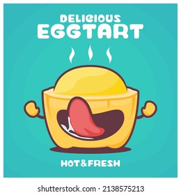 egg tart cartoon. food vector illustration. with a funny expression