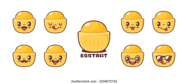 egg tart cartoon. food vector illustration. icon, expression.