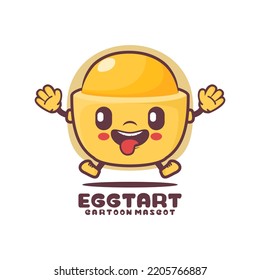 egg tart cartoon mascot. food vector illustration. isolated on a white background