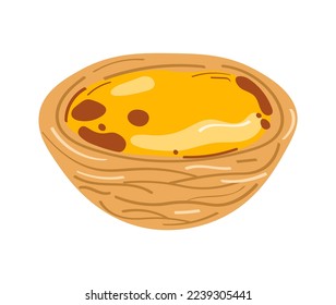 Egg tart. Traditional asian dessert. Vector illustration