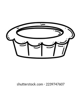 Egg tart vector illustration. Chinese New year dessert in doodle style.