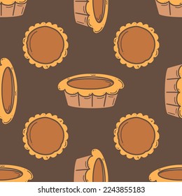 Egg tart vector illustration. Chinese New year dessert in doodle style.