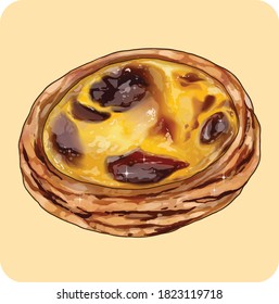 egg tart vector illustration hand drawn