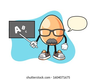 Egg teacher with speech bubble cartoon. Mascot Character vector.