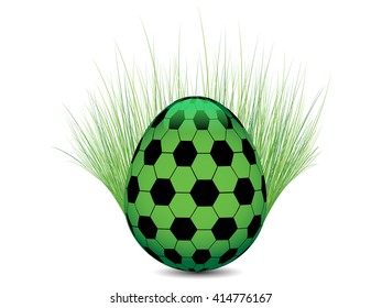 Egg with texture of ball  in a green grass.Vector