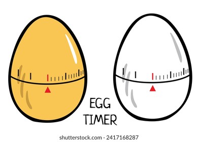 egg timer white and yellow color. Time measuring tool isolated on white background. Egg chicken timer. Kitchen timer. Boiling egg helper