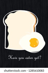 Egg and toast bread on blackboard vector background for decoration on restaurant and food advertising design.