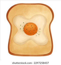 Egg Toast with Parsley Element Vector