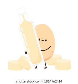 Egg tofu vector. Egg tofu on white background. Egg character design.