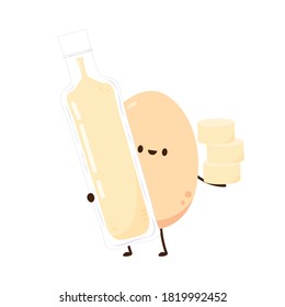 Egg tofu vector. Egg tofu on white background. Egg character design.