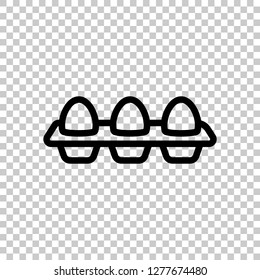 egg tray, linear outline icon. Black symbol on transparent background