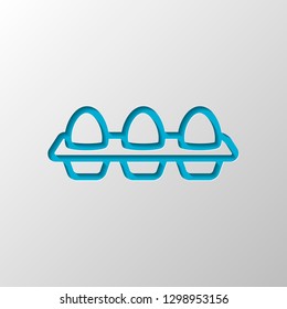egg tray, linear outline icon. Paper design. Cutted symbol with shadow
