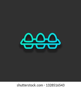 egg tray, linear outline icon. Colorful logo concept with soft shadow on dark background. Icon color of azure ocean