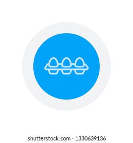 egg tray, linear outline icon. Icon in colored circle with gray bold border. Web button, modern flat design