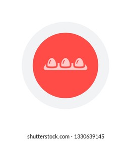 egg tray, linear outline icon. Icon in colored circle with gray bold border. Web button, modern flat design