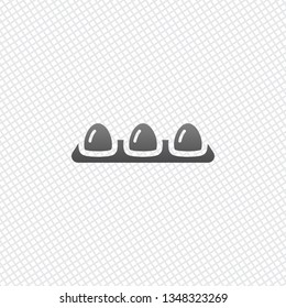 egg tray, linear outline icon. On grid background