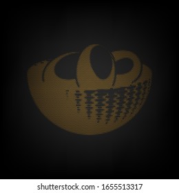 Egg Tray sign. Icon as grid of small orange light bulb in darkness. Illustration.
