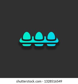 egg tray, simple icon. Colorful logo concept with soft shadow on dark background. Icon color of azure ocean