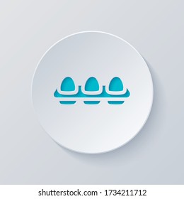 egg tray, simple icon. Cut circle with gray and blue layers. Paper style