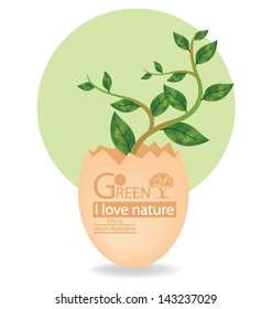 Egg. Tree. Go green. Save world. vector illustration.