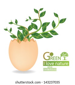 Egg. Tree. Go green. Save world. vector illustration.