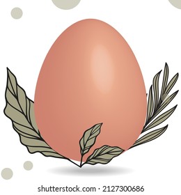 Egg and tropical leaf illustration for social media background.