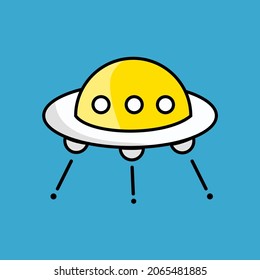 Egg UFO Cartoon Vector Illustration. Icon Concept Isolated. Flat Cartoon Style