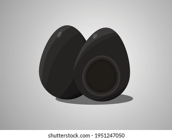 egg vector. black eggs. black fermented eggs. fermented egg hundred years. vector flat design.