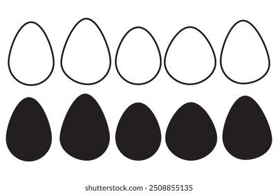 Egg vector icon black line. Ester egg vector with stroke outline icon set. Egg vector collection.