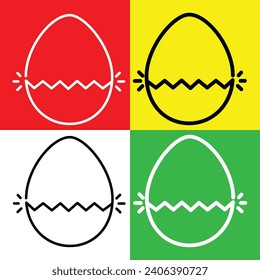 Egg Vector Icon, Lineal style icon, from Work in Progress icons collection, isolated on Red, Yellow, White and Green Background.