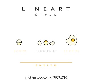 Egg vector icon style line art. Monogram emblem element design style linear. Design element