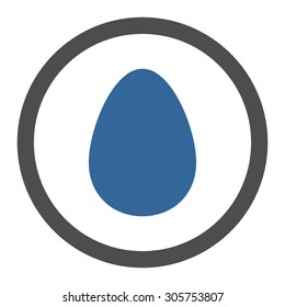 Egg vector icon. This rounded flat symbol is drawn with cobalt and gray colors on a white background.