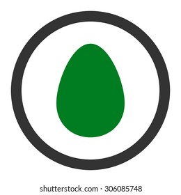 Egg vector icon. This rounded flat symbol is drawn with green and gray colors on a white background.