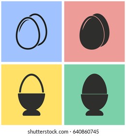 Egg vector icons set. Black illustration isolated for graphic and web design.