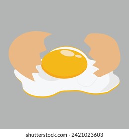 Egg vector illustration, Collection of whole, broken, fried, yolks, eggshells and boiled eggs. Whole and broken white and yellow fresh raw eggs.