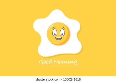 egg vector illustration, positive emotion, healthy breakfast concept