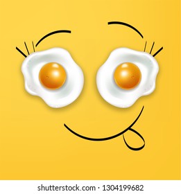 Egg vector realistic yellow background smyle