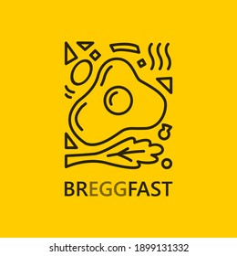 Egg Vegetable Line Art Logo Illustration Breakfast Vector Template Suitable For Restaurant, Cafe, And Food Beverage Company