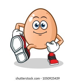 egg walking mascot vector cartoon illustration