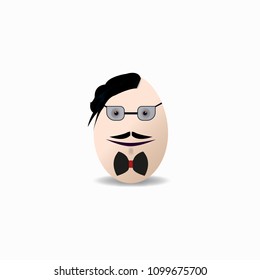 Egg wear glasses. cartoon vector. Mustache. character design