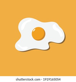 Egg white and egg yolk on orange background, vector image of fried egg