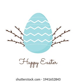 egg with willow. Happy Easter